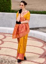 Silk Mustard Traditional Wear Printed Saree